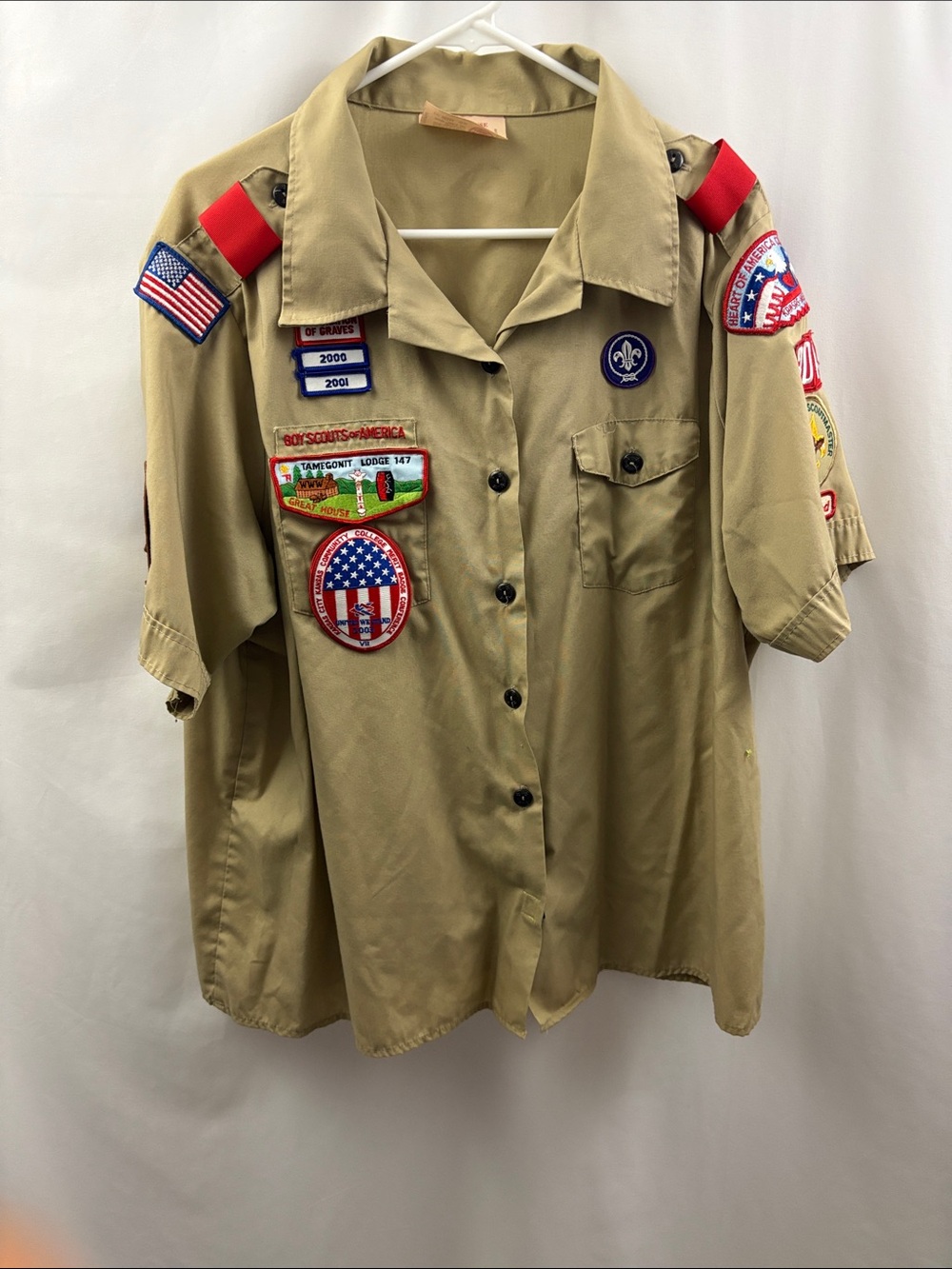 Boy Scouts of America Uniform Blouse Women's XL (42-44) Beige Patches Den Leader - Picture 1 of 7